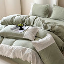 French lace cotton mint green & white bedding set bedroom duvet