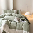 French lace cotton mint green & white bedding set bedroom duvet