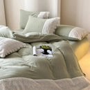 French lace cotton mint green & white bedding set bedroom duvet