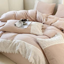 French lace cotton mint green & white bedding set bedroom duvet