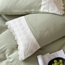 French lace cotton mint green & white bedding set bedroom duvet
