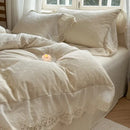French lace cream jacquard linen cotton bedding set bedroom ruffles