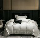 French lace edge white & silver bedding set bedroom duvet cover