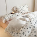 French lace floral white cotton bedding set bedroom ruffles