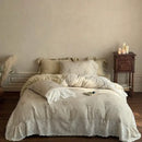 French lace flowers cream cotton bedding set bedroom duvet cover