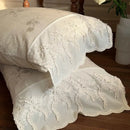 French lace flowers cream cotton bedding set bedroom duvet cover
