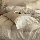 French lace flowers cream cotton bedding set bedroom duvet cover