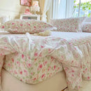 French lace ruffles cream floral bedding set – bedroom decor