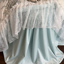 French lace ruffles light blue & white bedding set bedroom quilt cover