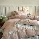 French lace ruffles pink & white bedding set bedroom egyptian cotton