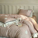 French lace ruffles pink & white bedding set bedroom egyptian cotton