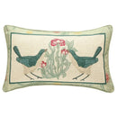 French linen flax bird and flower lumbar pillow cover bedroom decor