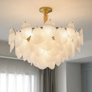 French luxury cream leaf glass chandelier living room light