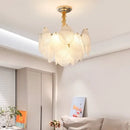 French luxury cream leaf glass chandelier living room light