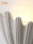 French medieval white shell wall lamp for bedroom ribbed gypsum light
