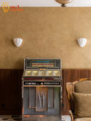 French medieval white shell wall lamp for bedroom ribbed gypsum light