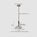 French minimalist green glass copper wood pendant lamp dining room