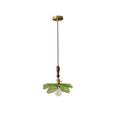 French minimalist green glass copper wood pendant lamp dining room