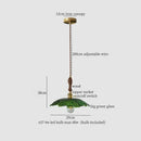 French minimalist green glass copper wood pendant lamp dining room