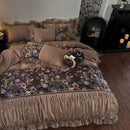French organza lace taupe floral bedding set bedroom egyptian cotton