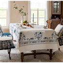 French pastoral blue onion print tablecloth – dining room decor