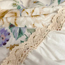 French pastoral princess cream floral lace bedding set bedroom cotton