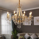 French pearl chandelier gold 6 light crystal living room pendant