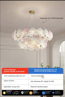 French petals crystal chandelier light white & pink dining room
