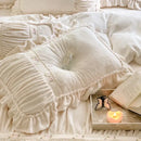 French pleat lace cream velvet duvet cover bedroom bedding set