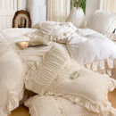 French pleat lace cream velvet duvet cover bedroom bedding set