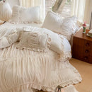 French pleat lace cream velvet duvet cover bedroom bedding set