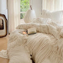 French pleat lace cream velvet duvet cover bedroom bedding set