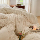 French pleat lace cream velvet duvet cover bedroom bedding set