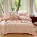 French pleat lace cream velvet duvet cover bedroom bedding set