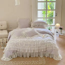 French princess cream ruffled bedding set bedroom lace bedspread