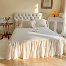 French princess cream satin bedding set with flower embroidery bedroom
