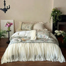 French princess ivory & green lace ruffles bedding set bedroom