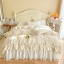 French princess lace pink bedding set – bedroom ruffled cotton