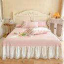 French princess lace pink bedding set – bedroom ruffled cotton