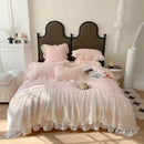 French princess white ruffled lace bedding set bedroom duvet cover