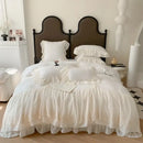 French princess white ruffled lace bedding set bedroom duvet cover