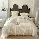 French princess white ruffled lace bedding set bedroom duvet cover