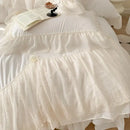 French princess white ruffled lace bedding set bedroom duvet cover
