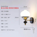 French retro brass and black wall lamp living room glass sconce