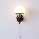 French retro brass and black wall lamp living room glass sconce