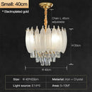 French retro gold crystal feather chandelier dining room light