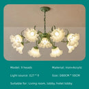 French retro led flower chandelier green bedroom pendant light