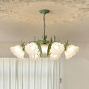 French retro led flower chandelier green bedroom pendant light