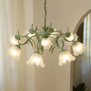 French retro led flower chandelier green bedroom pendant light