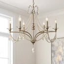 French retro pearl crystal chandelier antique brass dining room